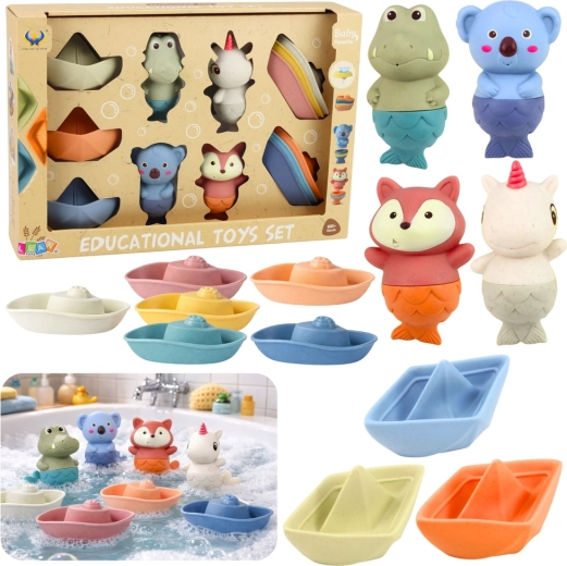 Juego de juguetes de goma para el baño: animalitos y barquitos, 13 piezas