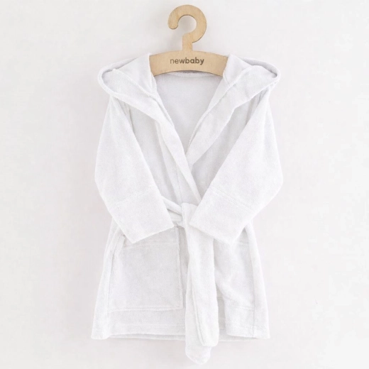 Albornoz infantil de rizo con capucha NEW BABY, blanco, talla 104/110
