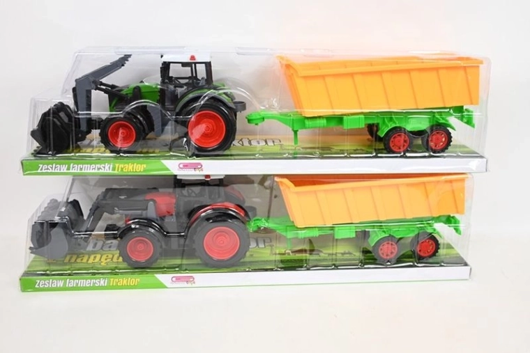 Tractor infantil con pala delantera y remolque