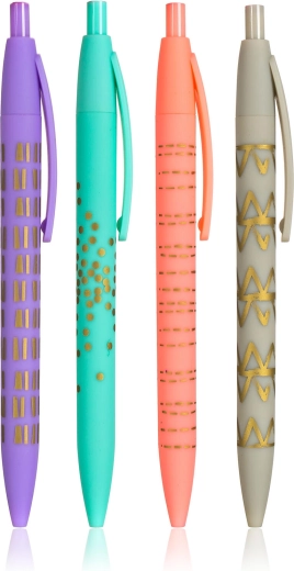 Set de 4 bolígrafos estampados con diseños variados