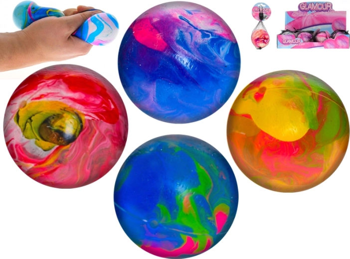 Pelota antiestrés elástica con efecto mármol de 7 cm – balón para apretar para niños y adultos