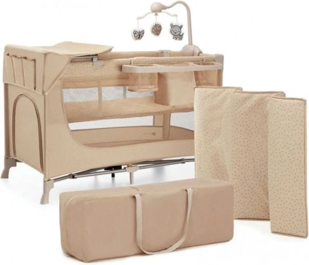 Cuna de viaje para niños JOY 2 beige con accesorios