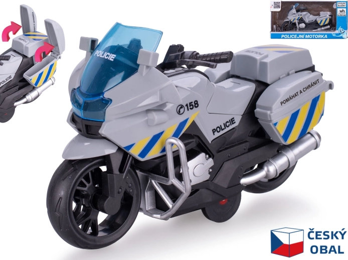 Moto policial con mecanismo de retroceso (pull-back) 16 cm