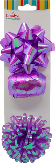 Set de regalo morado con brillo irisado – cinta de 10 m y 2 lazos