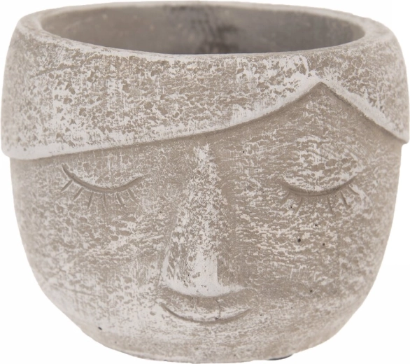 Macetero decorativo de hormigón con forma de cabeza, gris, 12 × 12 × 9 cm
