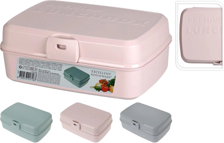 Caja para la merienda con cierre de clip 21 × 15 × 8,5 cm, mix de colores