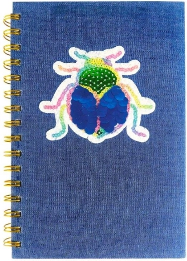 Cuaderno espiral A5 con aplique de lentejuelas de escarabajo - 1 unidad