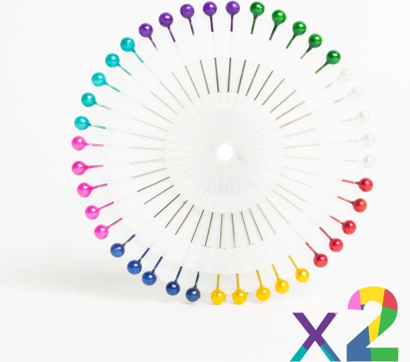Set de alfileres con cabeza de plástico de colores y soporte
