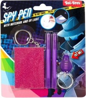 Kit de espía con diario, bolígrafos mágicos y linterna UV