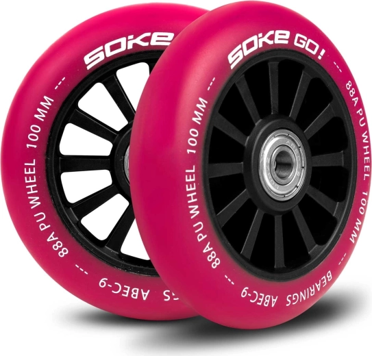Ruedas SOKE para patinete 100 mm rubí – set de 2 uds
