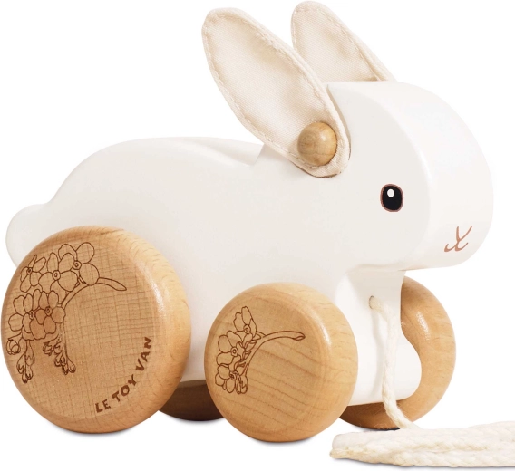 Conejito de madera Le Toy Van para arrastrar con ruedas