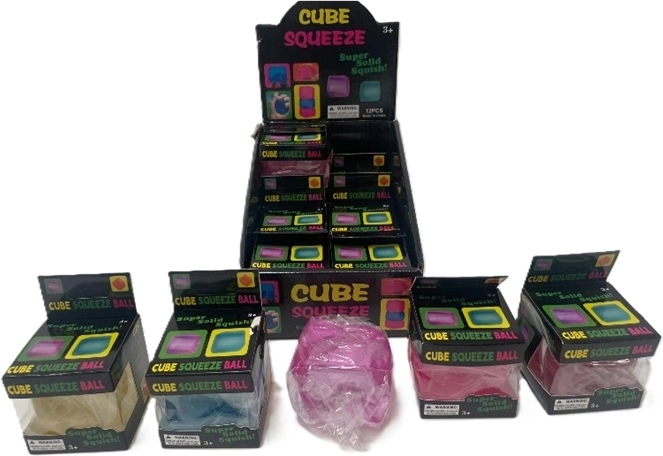 Pelota antiestrés para apretar con forma de cubo - 1 unidad