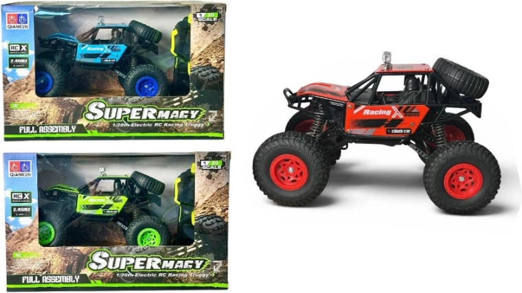 Coche todoterreno teledirigido tipo truggy 1:20 con cargador