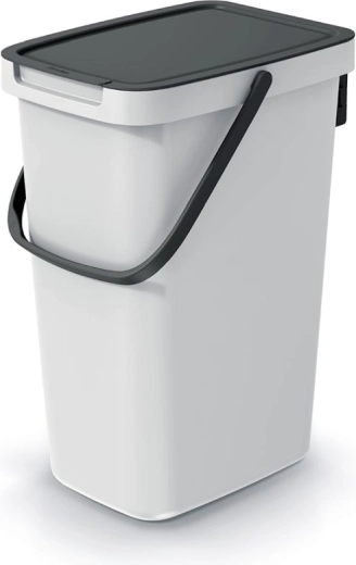 Papelera 12 l color ceniza con tapa negra para puerta
