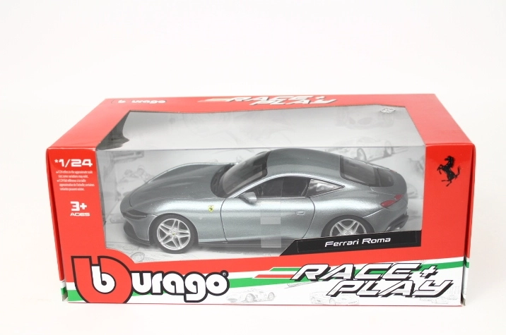 Bburago Ferrari Roma modelo de coche gris a escala 1:24