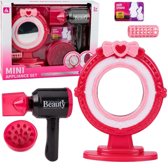 Set de peluquería infantil con espejo y secador con luces y sonidos
