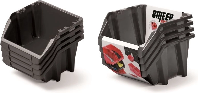 Juego de cajas de almacenamiento Bineer Short, 4 uds., 272 × 238 × 236 mm, negro