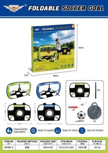 Portería de fútbol plegable 2 en 1 con red de entrenamiento para precisión de tiro y accesorios - 1 unidad