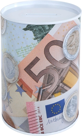 Hucha metálica con motivo del euro