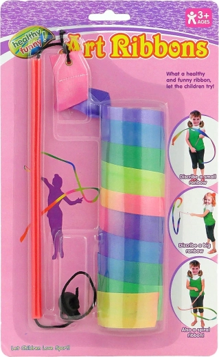 Cinta gimnástica infantil arcoíris con varita 121 cm