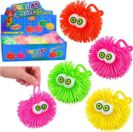 Pelota puffer luminosa con ojos LED – gniotek antiestrés sensorial, surtido de colores
