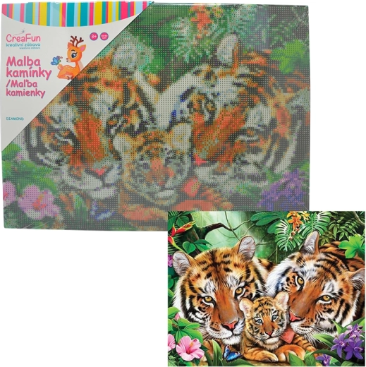 Pintura de diamantes – familia de tigres 30 × 40 cm
