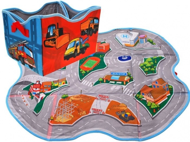 Caja de almacenamiento plegable para juguetes 2 en 1 con alfombrilla de juego ciudad, 78 × 70,5 cm