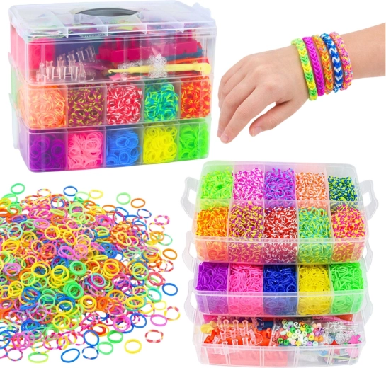 Kit creativo de gomas para hacer pulseras en un maletín, 15000 piezas