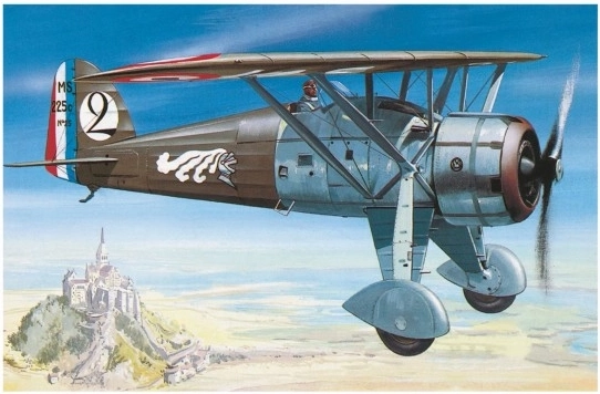 Modelo Morane Saulnier MS 225 1:72 9,2x15,4 cm en caja 25x14,5x4,5 cm