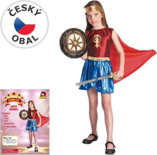Disfraz de heroína de carnaval para niñas de 120–130 cm