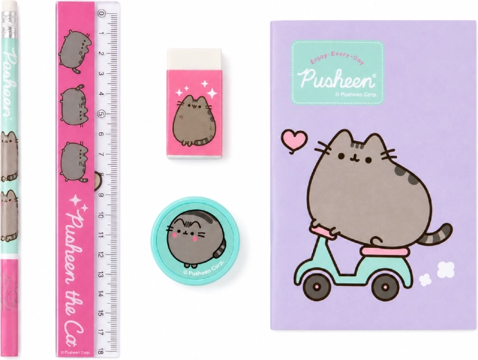 Set escolar de cinco piezas Pusheen morado