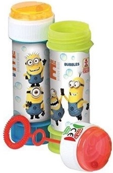 Pompas de jabón Minions – vasito con solución y tapa con laberinto 60 ml