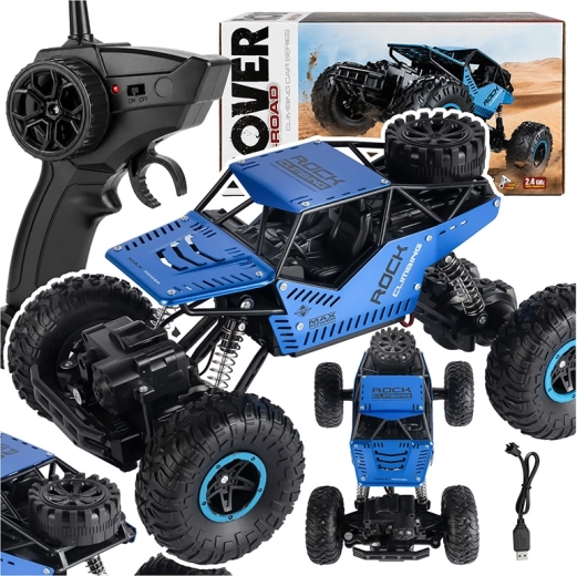 Coche RC todoterreno 4x4 con mando a distancia y batería recargable, negro - 1 unidad