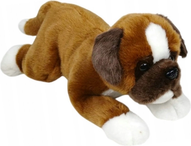 Perro de peluche bóxer tumbado 30 cm