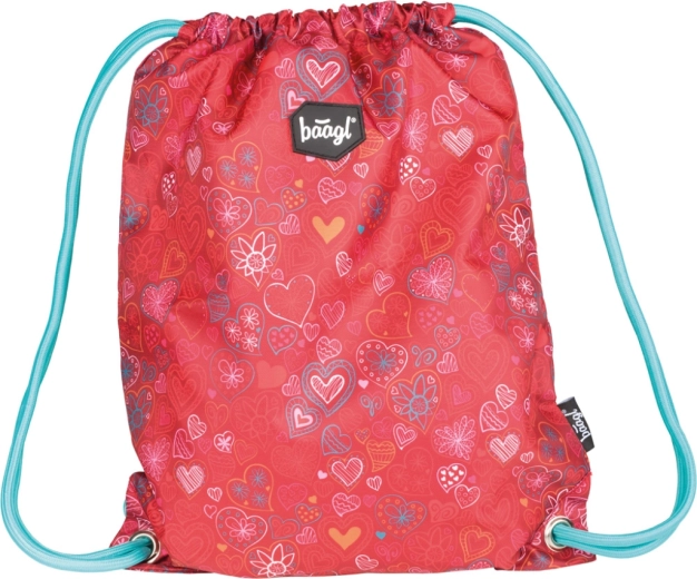 Saco para educación física con corazones rojo