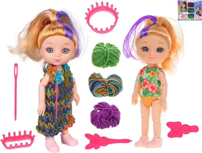 Muñeca con set de tejido 16 cm