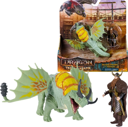 Cómo entrenar a tu dragón – set de figura del dragón Rumblehorn y Stoick