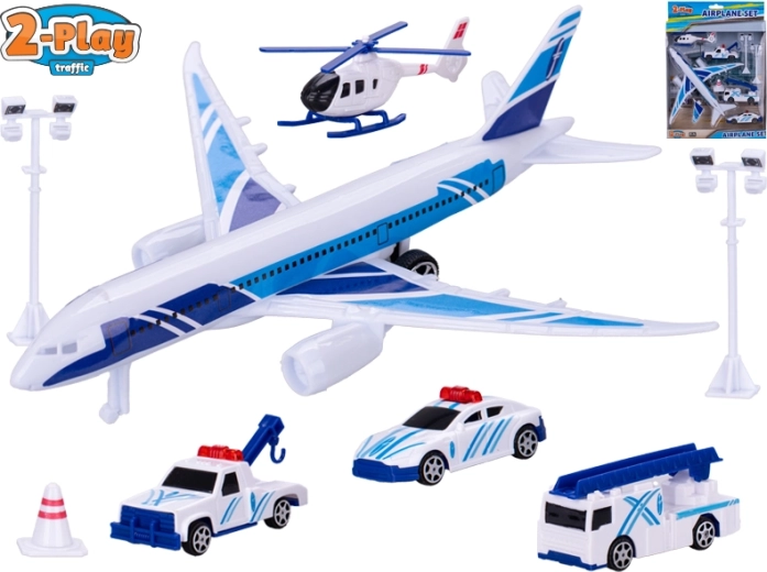 Avión infantil con retroceso con vehículos y accesorios 2-Play Traffic