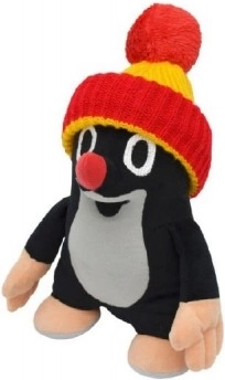 Topo de peluche con gorro rojo-amarillo 24 cm
