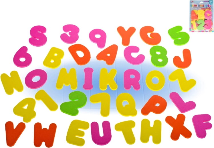 Letras y números de espuma para la bañera – set educativo 36 uds.