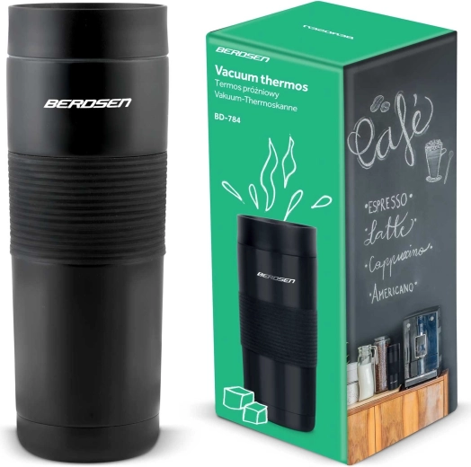 Termo para bebidas 590 ml BERDSEN con pajita, negro