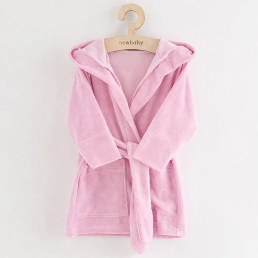 Albornoz infantil de rizo con capucha NEW BABY, rosa, talla 92/98