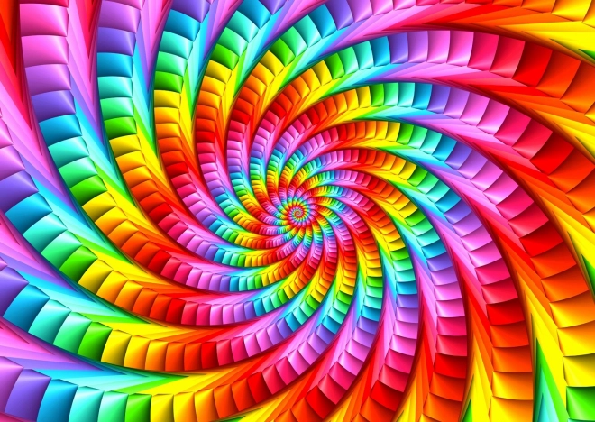 Puzle Espiral psicodélica arcoíris de 1000 piezas