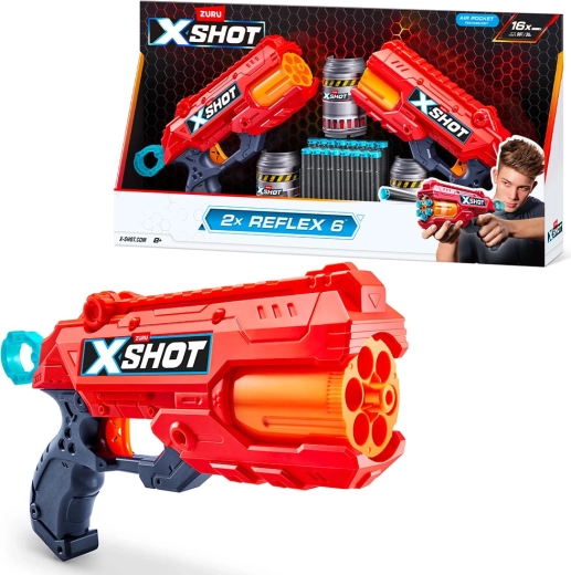X-Shot Reflex 6 – set de 2 pistolas con latas y dardos