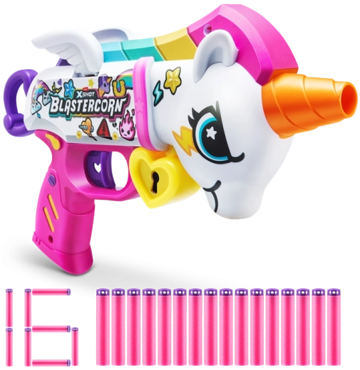 X-SHOT Blastercorn serie 1 unicornio con 16 dardos