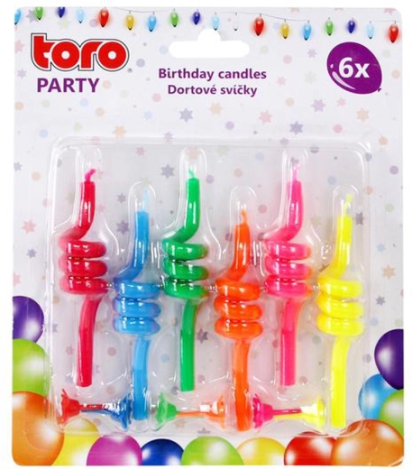 Velas espirales para tarta con base 8,8 cm, 6 uds