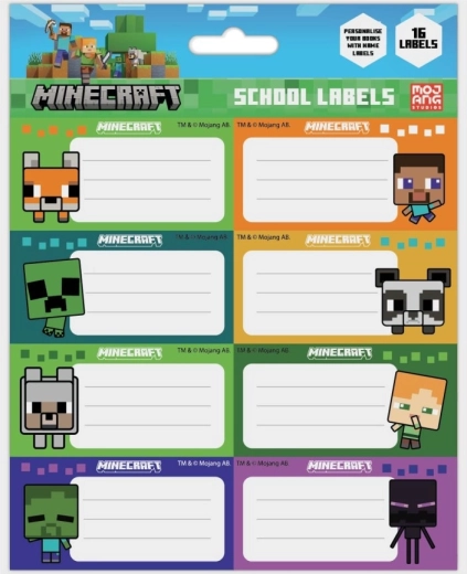 Etiquetas para cuadernos Minecraft chibi