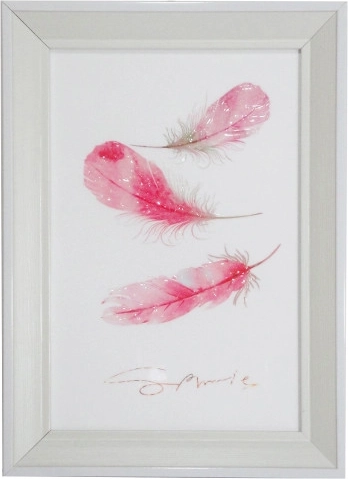 Cuadro con plumas de colores 20 × 30 cm