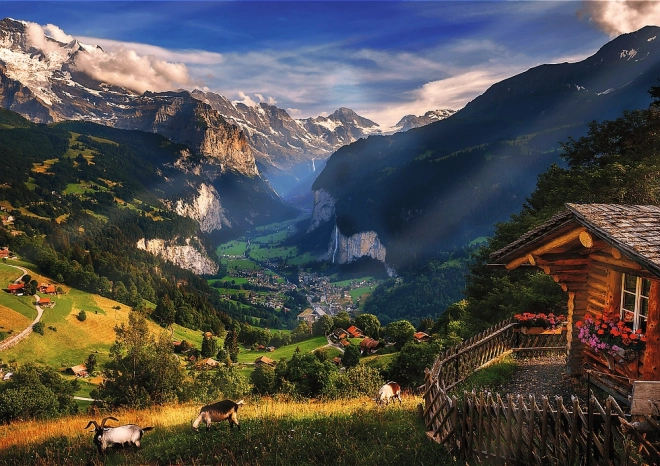 Rompecabezas Trefl Photo Odyssey: Lauterbrunnen, Suiza 1000 piezas