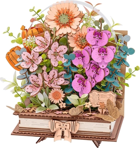 RoboTime rompecabezas 3D de madera Libro en flor